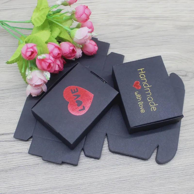 10Pcs 8x6x2cm Kraft/Black Jewelry Box Wedding Favourate
