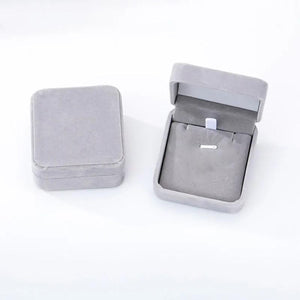 Grey Velvet Wedding Ring Storage Box Pendant Necklace Jewelry Packaging Display