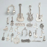 30pcs Mix Silver Music Instruments Note Headphone Charms Microphone