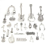 30pcs Mix Silver Music Instruments Note Headphone Charms Microphone