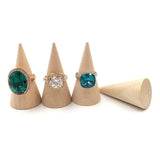 Wooden Cone Ring Organizer Set Jewelry Display Holder