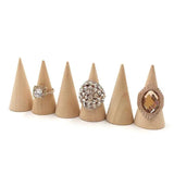Wooden Cone Ring Organizer Set Jewelry Display Holder