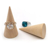 Wooden Cone Ring Organizer Set Jewelry Display Holder