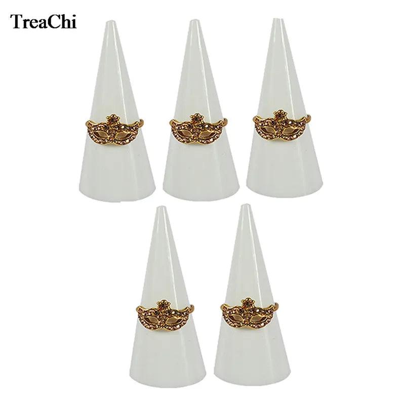 5Pcs Acrylic Ring Storage Display Triangle Cone Single Finger Holder