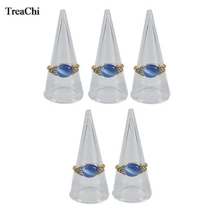 5Pcs Acrylic Ring Storage Display Triangle Cone Single Finger Holder