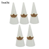 5Pcs Acrylic Ring Storage Display Triangle Cone Single Finger Holder