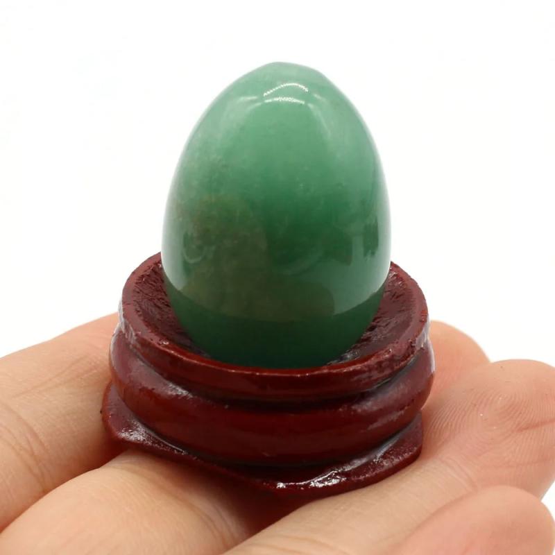 Natural Stone Decoration Egg-Shaped with Base Mini Ornament