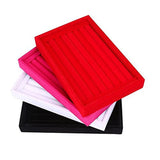 7 Slots Velvet Ring Earrings Trays Showcase Display Jewelry Organizer Box