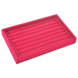 7 Slots Velvet Ring Earrings Trays Showcase Display Jewelry Organizer Box