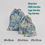3Pcs/Set Floral Dried & Artificial Pouch Cotton Linen Bag
