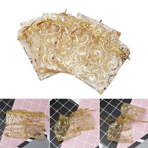 100Pcs Organza Bags Drawstring Pouch for Christmas Wedding Gift