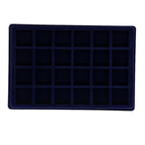 24-Grid Velvet Frame Coin/Jewelry Display Tray Box - Blue