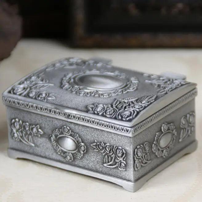 Vintage Jewelry Trinket Box Flower Carved Zinc-alloy Small Gift Storage