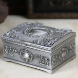 Vintage Jewelry Trinket Box Flower Carved Zinc-alloy Small Gift Storage