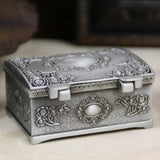 Vintage Jewelry Trinket Box Flower Carved Zinc-alloy Small Gift Storage
