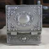 Vintage Jewelry Trinket Box Flower Carved Zinc-alloy Small Gift Storage