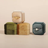 Vintage Velvet Ring Box with Detachable Lid for Wedding Ceremony