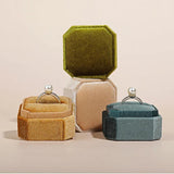 Vintage Velvet Ring Box with Detachable Lid for Wedding Ceremony