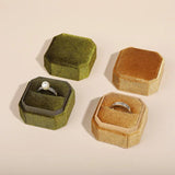 Vintage Velvet Ring Box with Detachable Lid for Wedding Ceremony