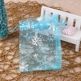 25pcs Snowflake Christmas Organza Bags Drawstring Gift Pouches