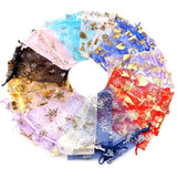 25pcs Snowflake Christmas Organza Bags Drawstring Gift Pouches
