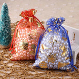 25pcs Snowflake Christmas Organza Bags Drawstring Gift Pouches