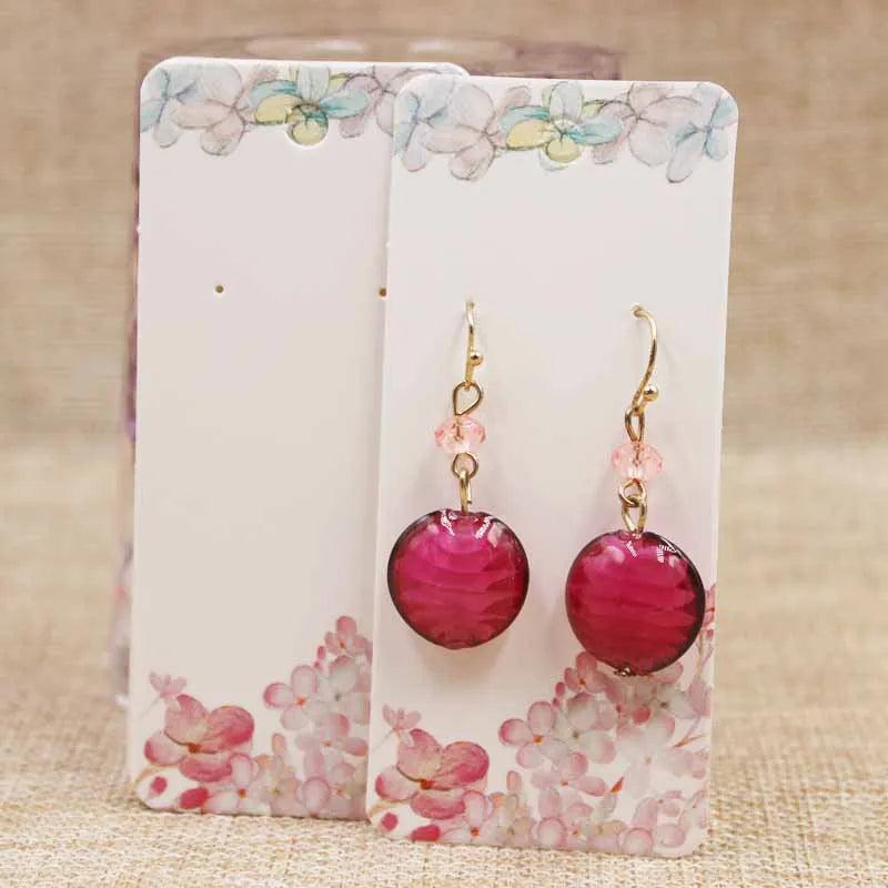 100pcs 4*9cm Kraft/Black/Hot Pink/White Paper Jewelry Display Card