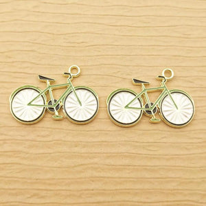 10pcs Enamel Bicycle Charm DIY Necklace Pendants