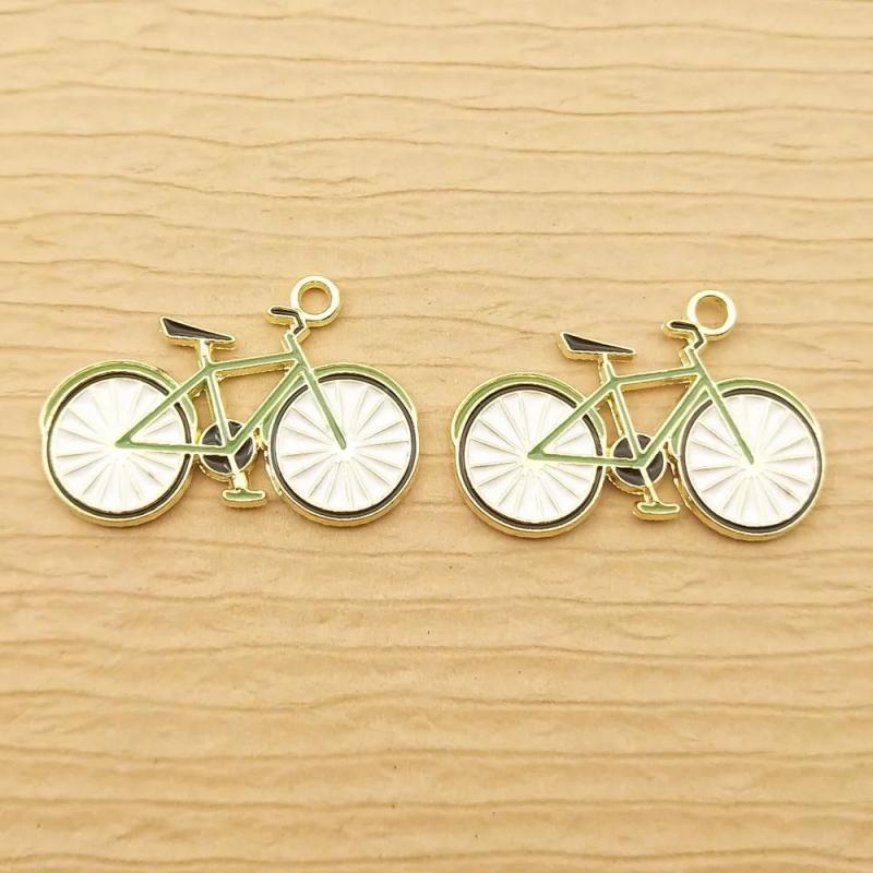 10pcs Enamel Bicycle Charm DIY Necklace Pendants
