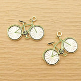 10pcs Enamel Bicycle Charm DIY Necklace Pendants