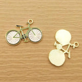 10pcs Enamel Bicycle Charm DIY Necklace Pendants