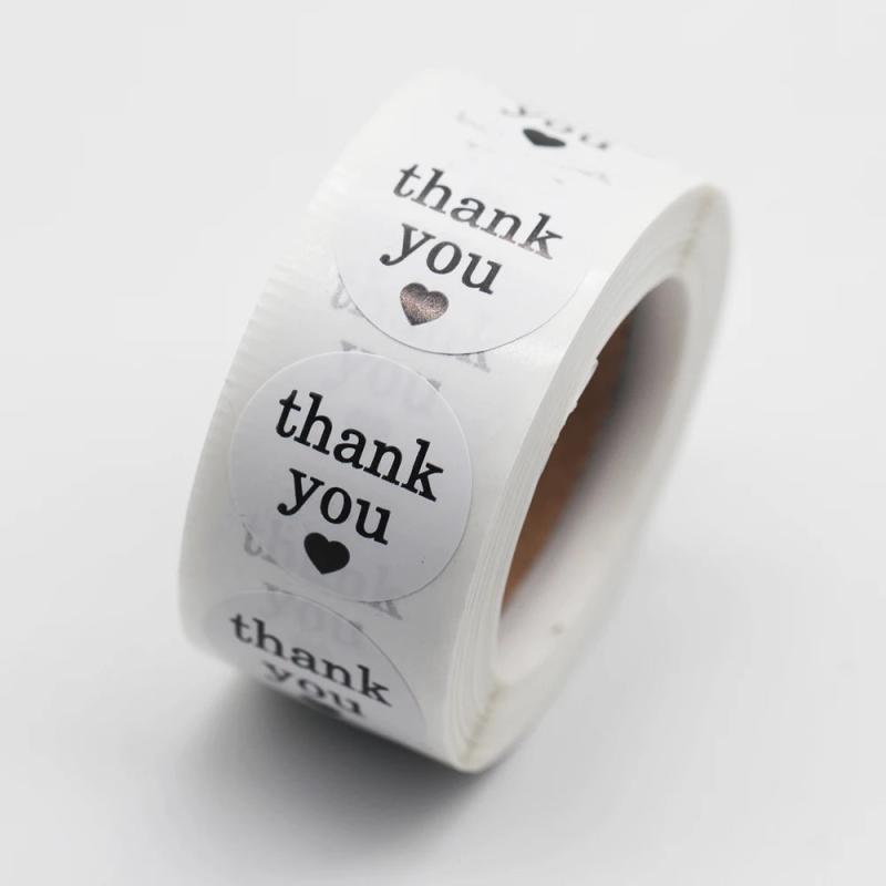 500pcs 1inch Thank You Stickers with Heart