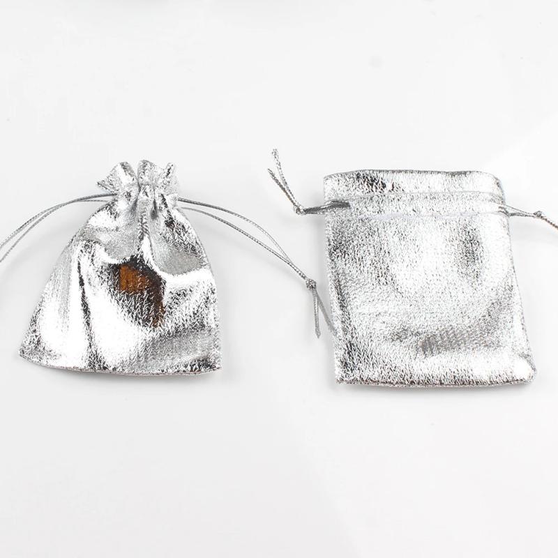 Adjustable Jewelry Packaging Velvet Bag Gold/Silver Drawstring 50pcs