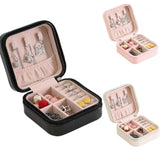 Women Leather Jewelry Box Organizer Travel Case Earring Ring Necklace Storage