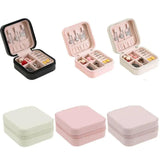 Women Leather Jewelry Box Organizer Travel Case Earring Ring Necklace Storage