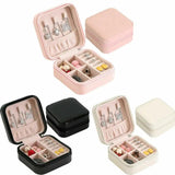 Women Leather Jewelry Box Organizer Travel Case Earring Ring Necklace Storage
