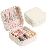 Women Leather Jewelry Box Organizer Travel Case Earring Ring Necklace Storage