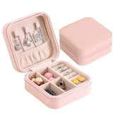 Women Leather Jewelry Box Organizer Travel Case Earring Ring Necklace Storage