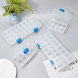 4pcs Rectangle Clear Plastic Storage Box Organizer for Jewelry Beads Earrings