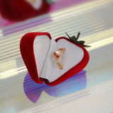 Romantic Red Velvet Strawberry Ring Box Jewelry Display Engagement Ring Case