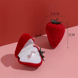 Romantic Red Velvet Strawberry Ring Box Jewelry Display Engagement Ring Case