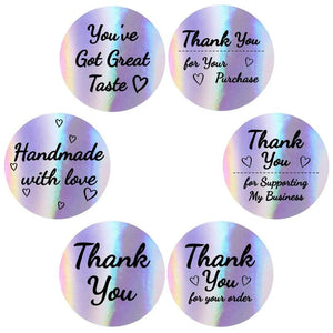 1.5 Inch Rainbow Thank You Labels Stickers Adhesive Holographic Seals