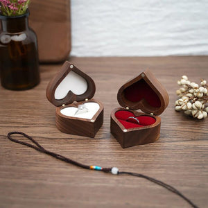 Wooden Heart Ring Box for Women's Wedding Proposal Engagement