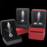 LED Light Wedding Ring Box Pendant Necklace Storage