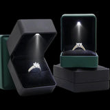 LED Light Wedding Ring Box Pendant Necklace Storage