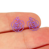 50pcs Mini Rose Charms Colorful Filigree Pendant Jewellery Making C5216