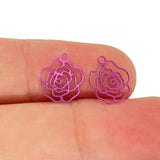 50pcs Mini Rose Charms Colorful Filigree Pendant Jewellery Making C5216