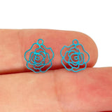50pcs Mini Rose Charms Colorful Filigree Pendant Jewellery Making C5216