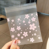 100pcs Transparent Flower Image Packaging Bags Self-adhesive Plastic Bag