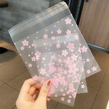 100pcs Transparent Flower Image Packaging Bags Self-adhesive Plastic Bag
